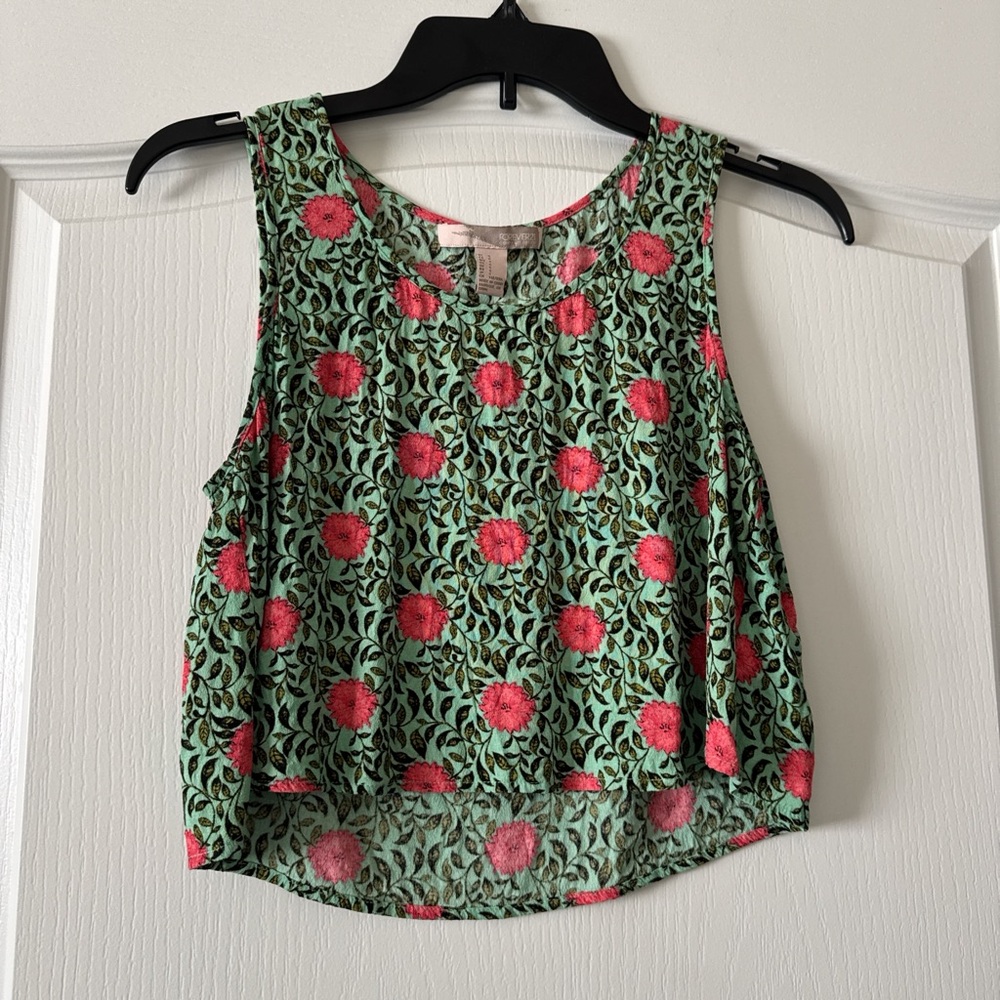 Forever 21 Green and Pink Crop Tank Top